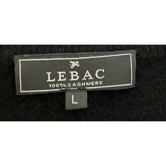 Le Bac Black V-Neck Sweater 100% Cashmere Pullover Long Sleeve L - Picture 3 of 8